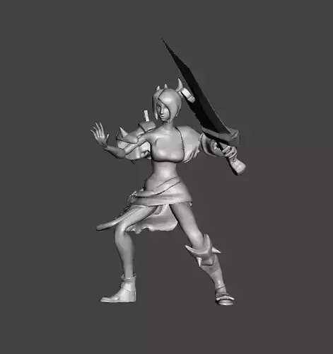 Riven 3D Model woman holding sword