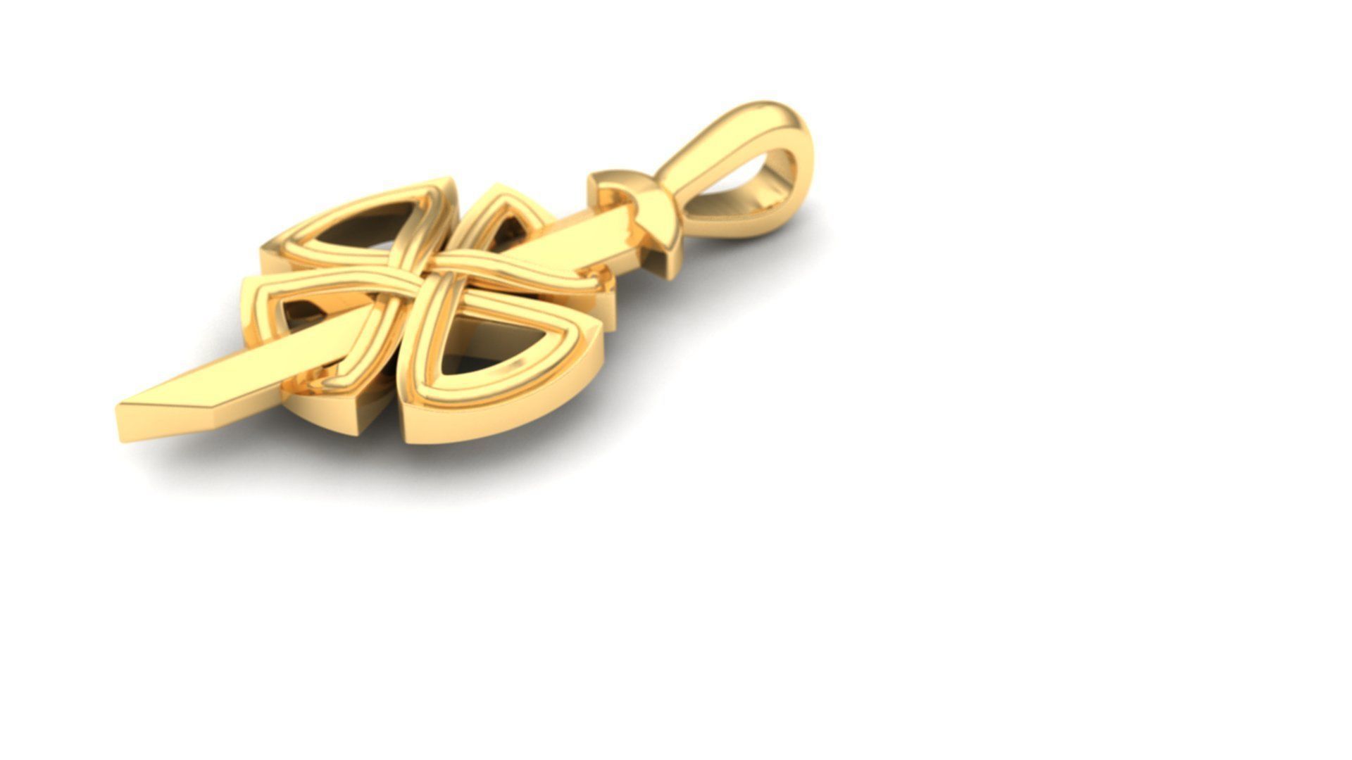 sword neclace  gold 3D print model_1