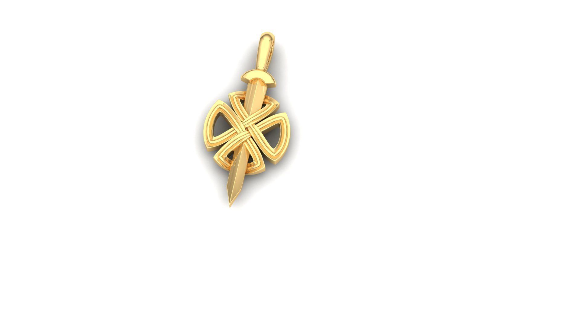 sword neclace  gold 3D print model_2