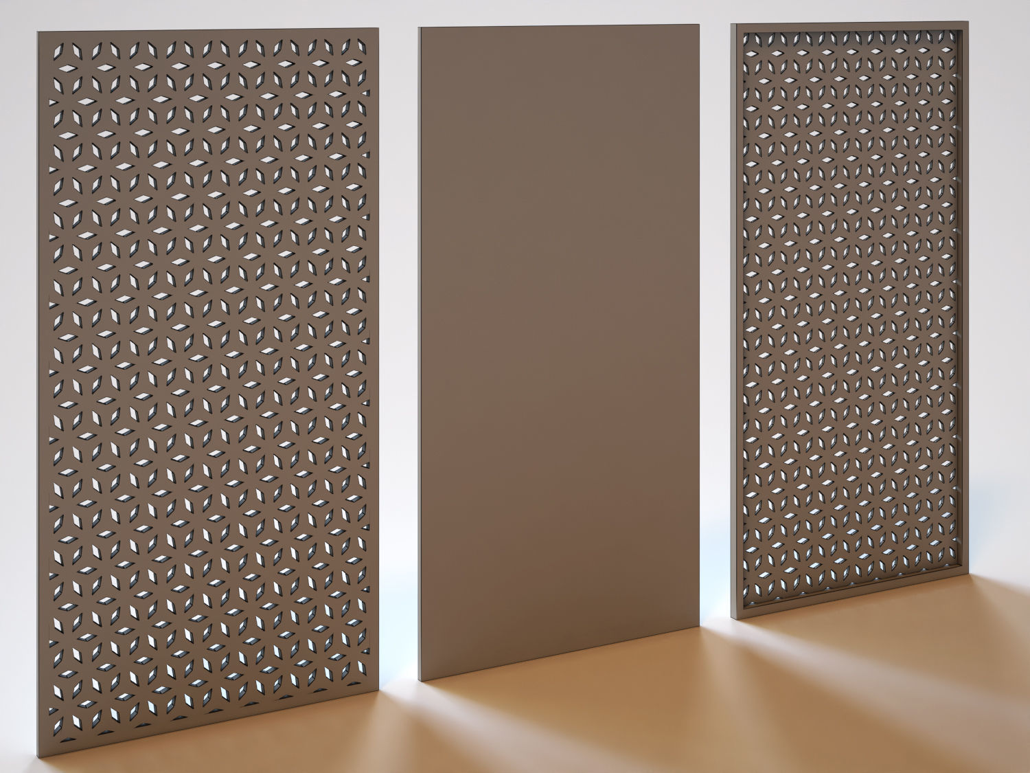 Partition three wooden panels 3D model_3