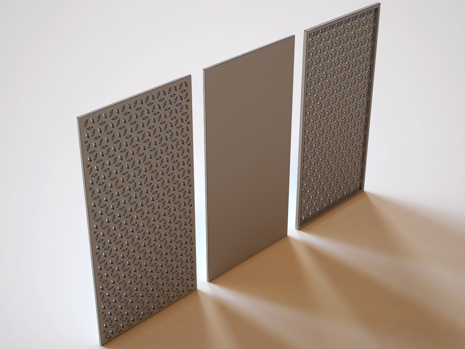 Partition three wooden panels 3D model_2
