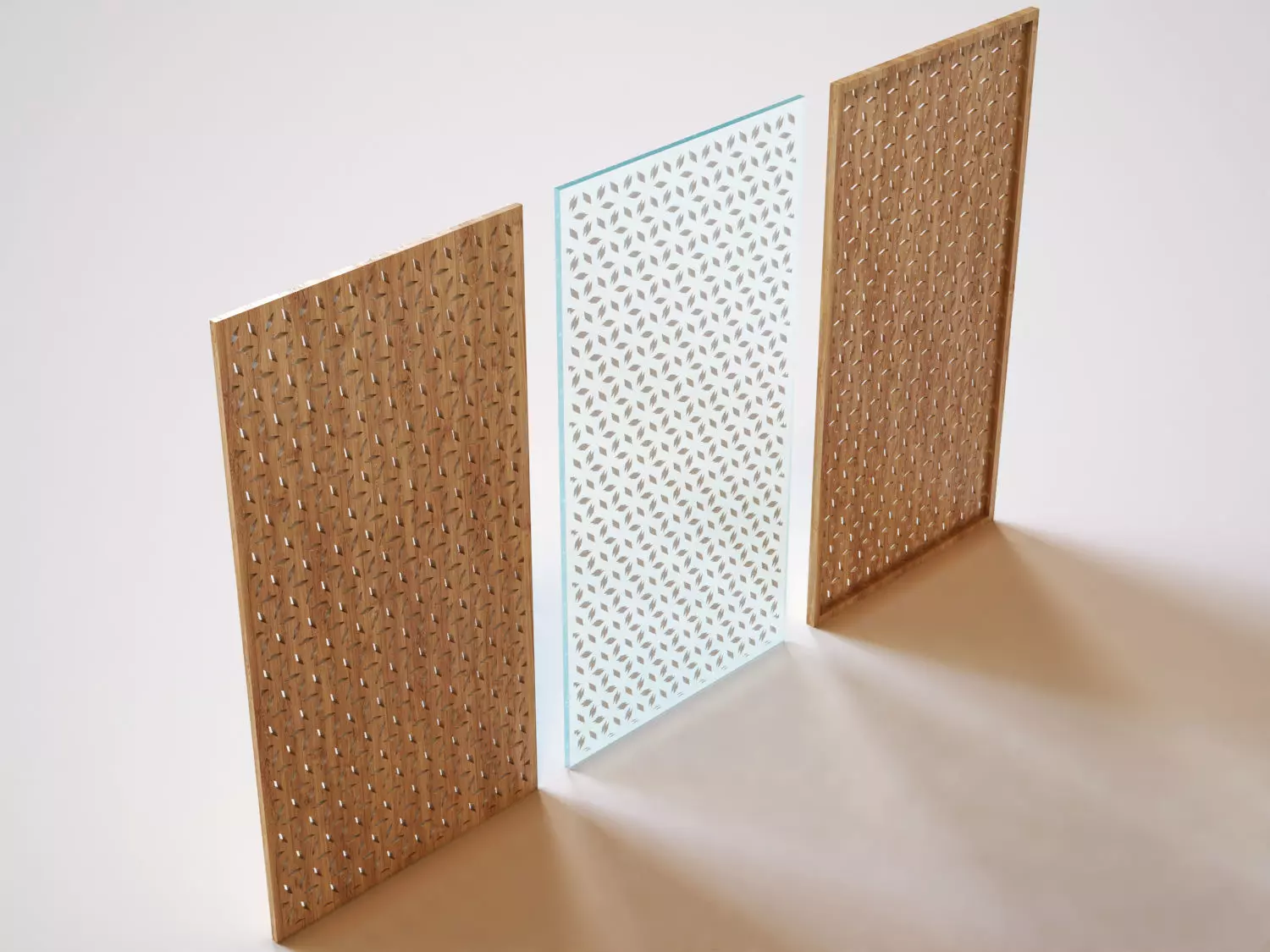 Partition three wooden panels 3D model_0