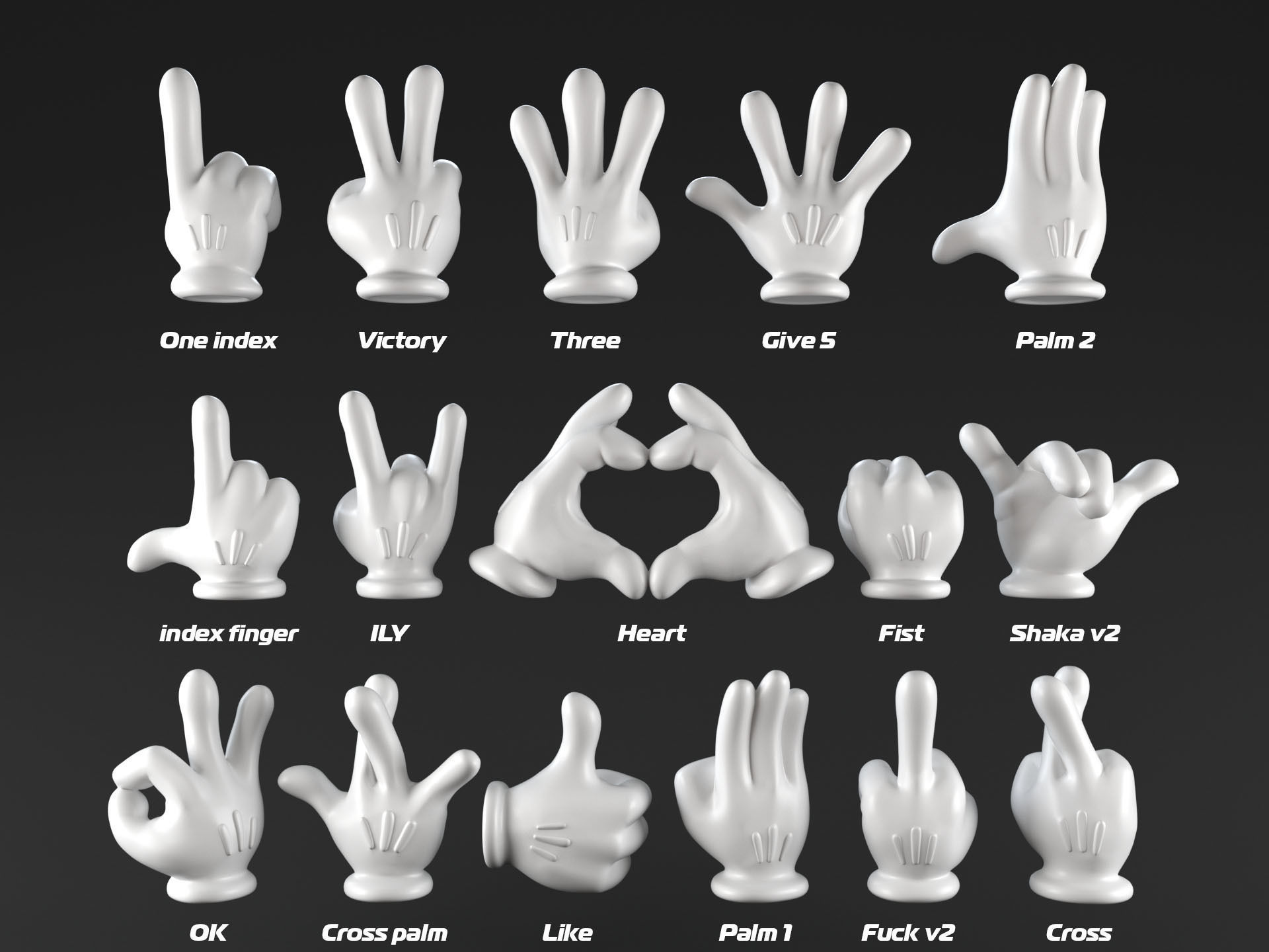 Mickeys hands Pack 01 3D print model_1