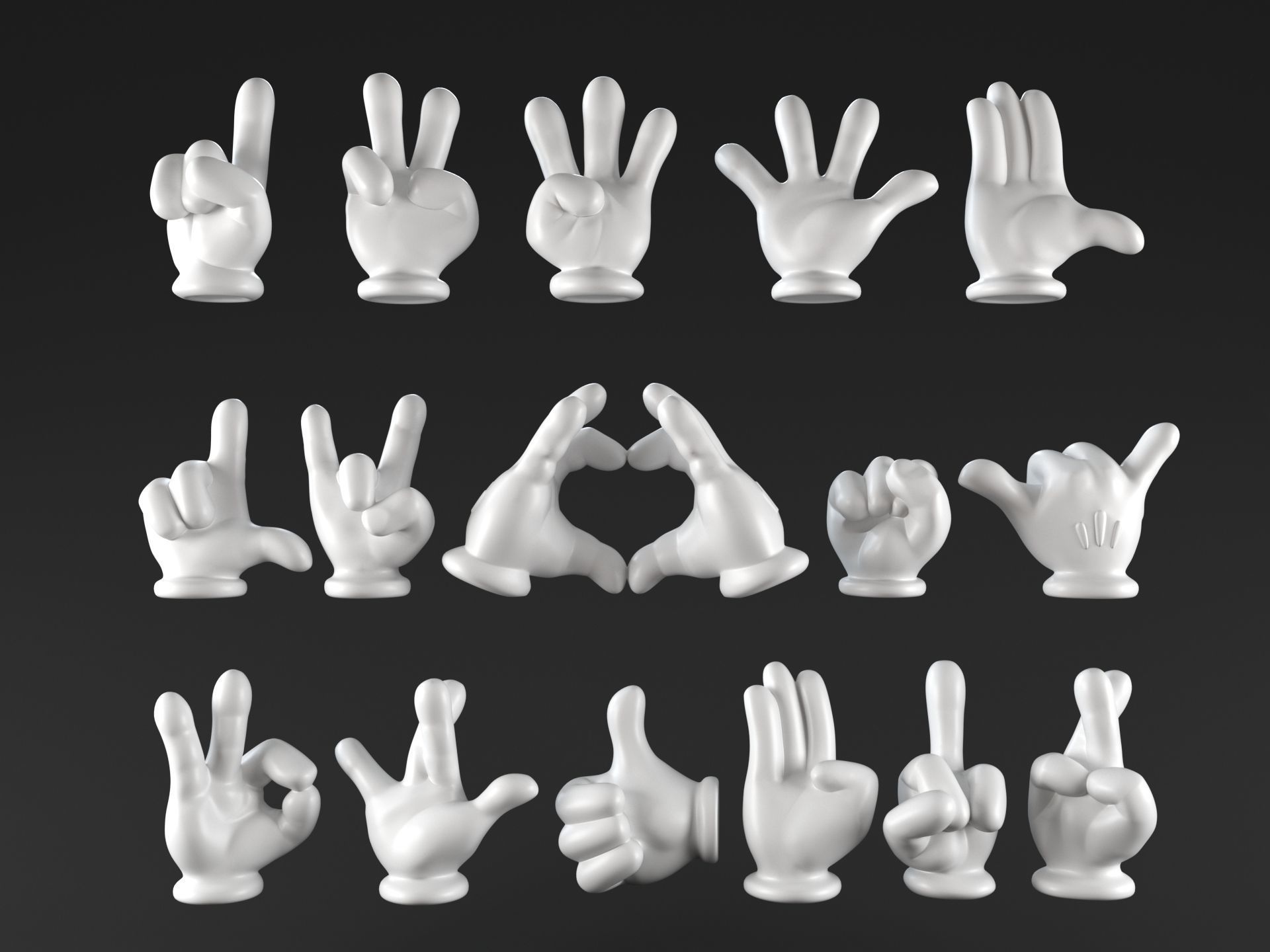 Mickeys hands Pack 01 3D print model_4