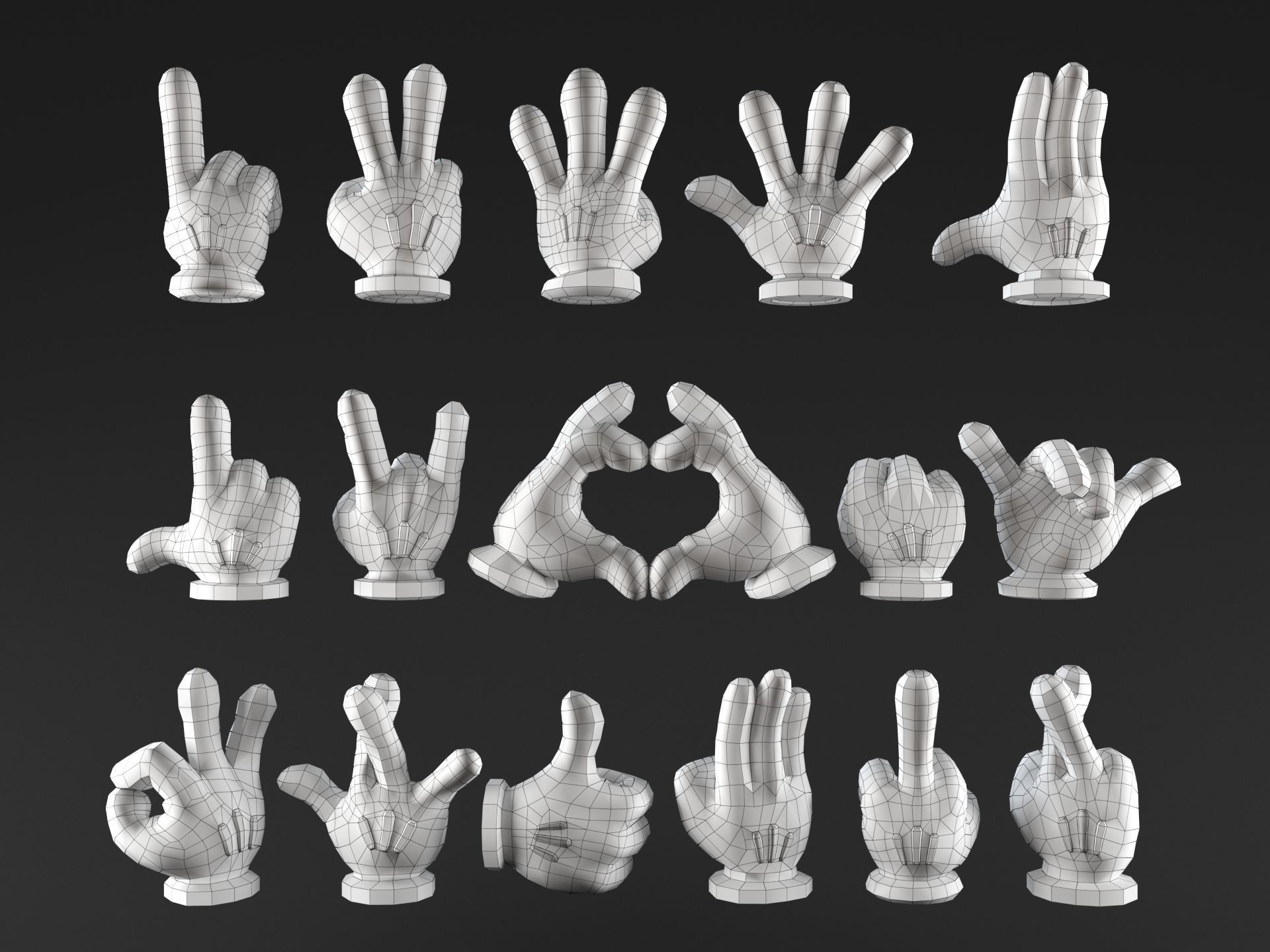 Mickeys hands Pack 01 3D print model_2