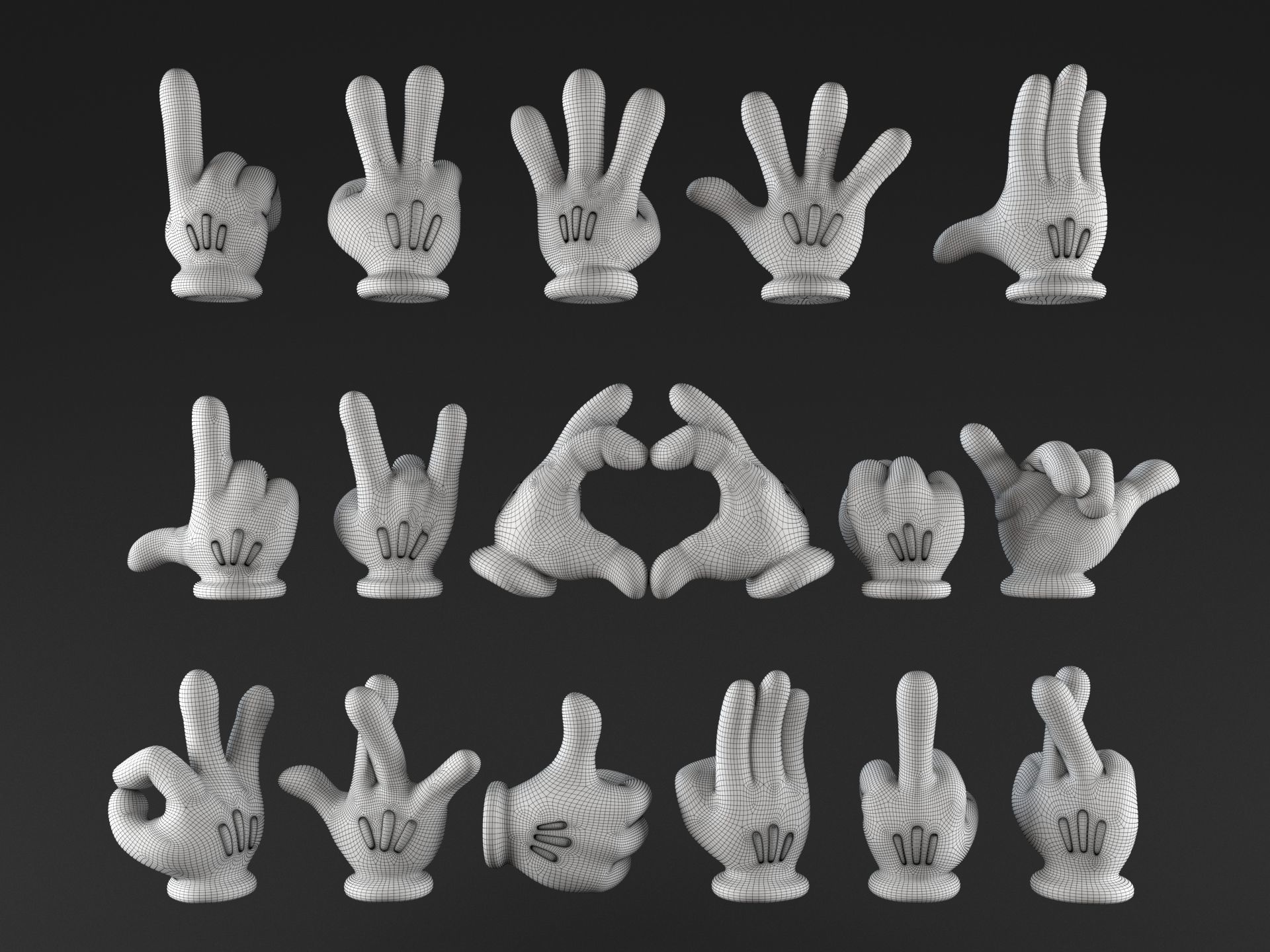 Mickeys hands Pack 01 3D print model_3