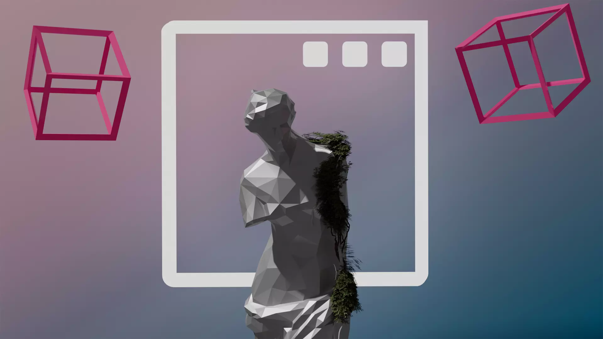 Pastel Vaporwave Statue 3D model