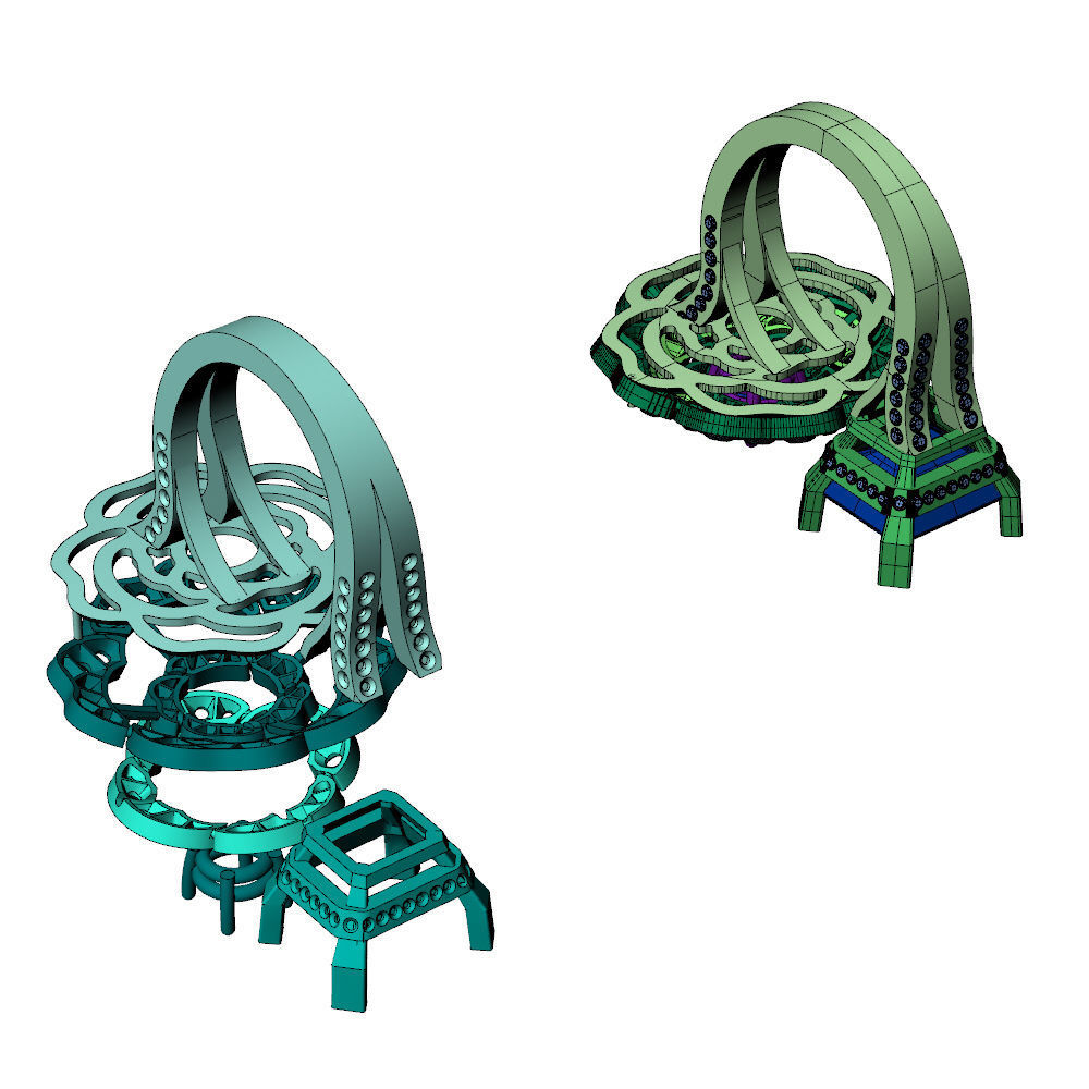 Camelia Ring Double Diamonds Pave 3D print model_10