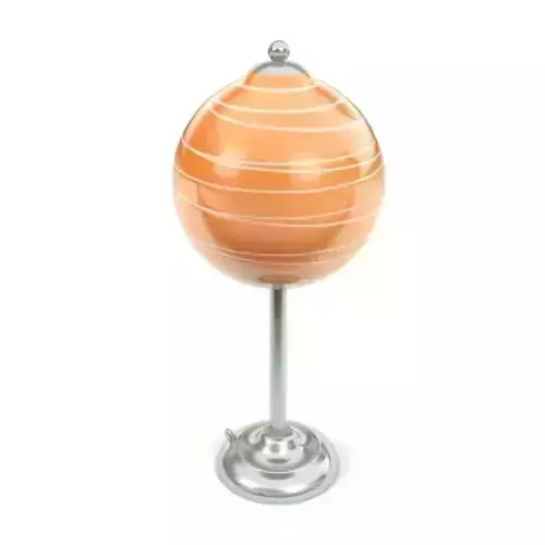 Orange Ball Shaped Lamp With White Stripes