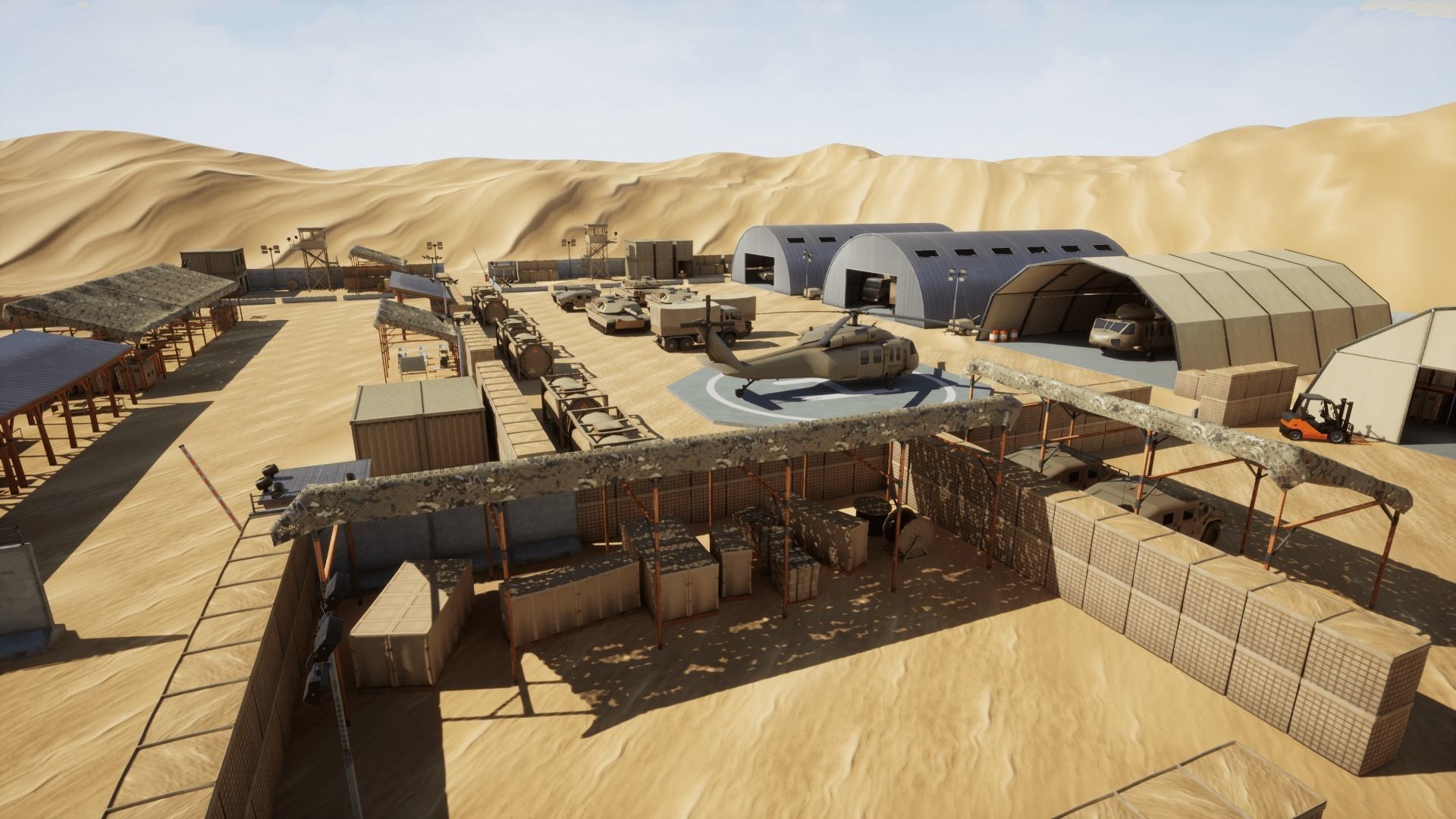 Military Base Stylized Environment Low-poly 3D model_6
