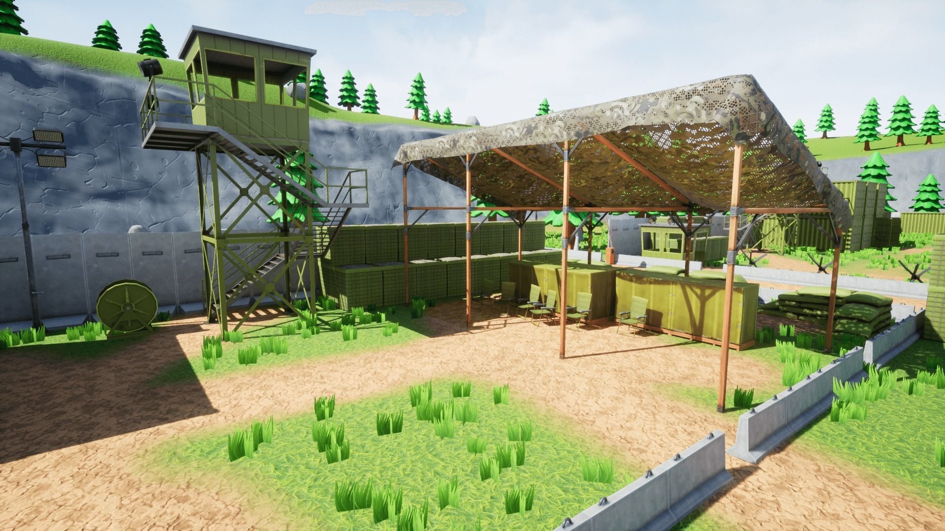 Military Base Stylized Environment Low-poly 3D model_10