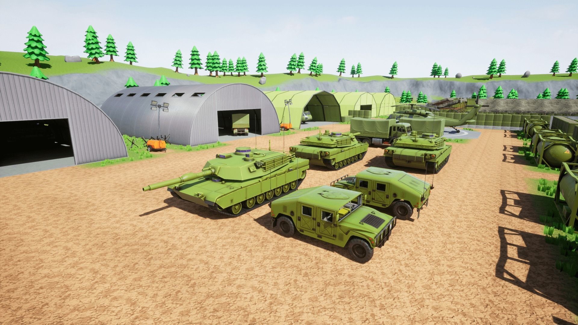 Military Base Stylized Environment Low-poly 3D model_9