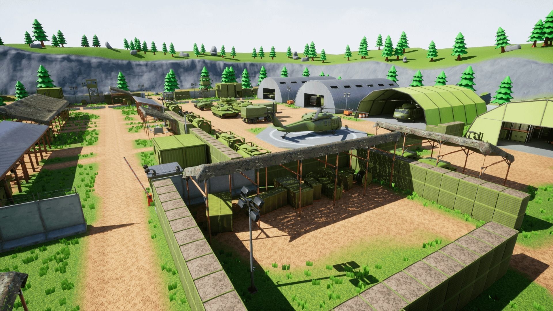Military Base Stylized Environment Low-poly 3D model_18