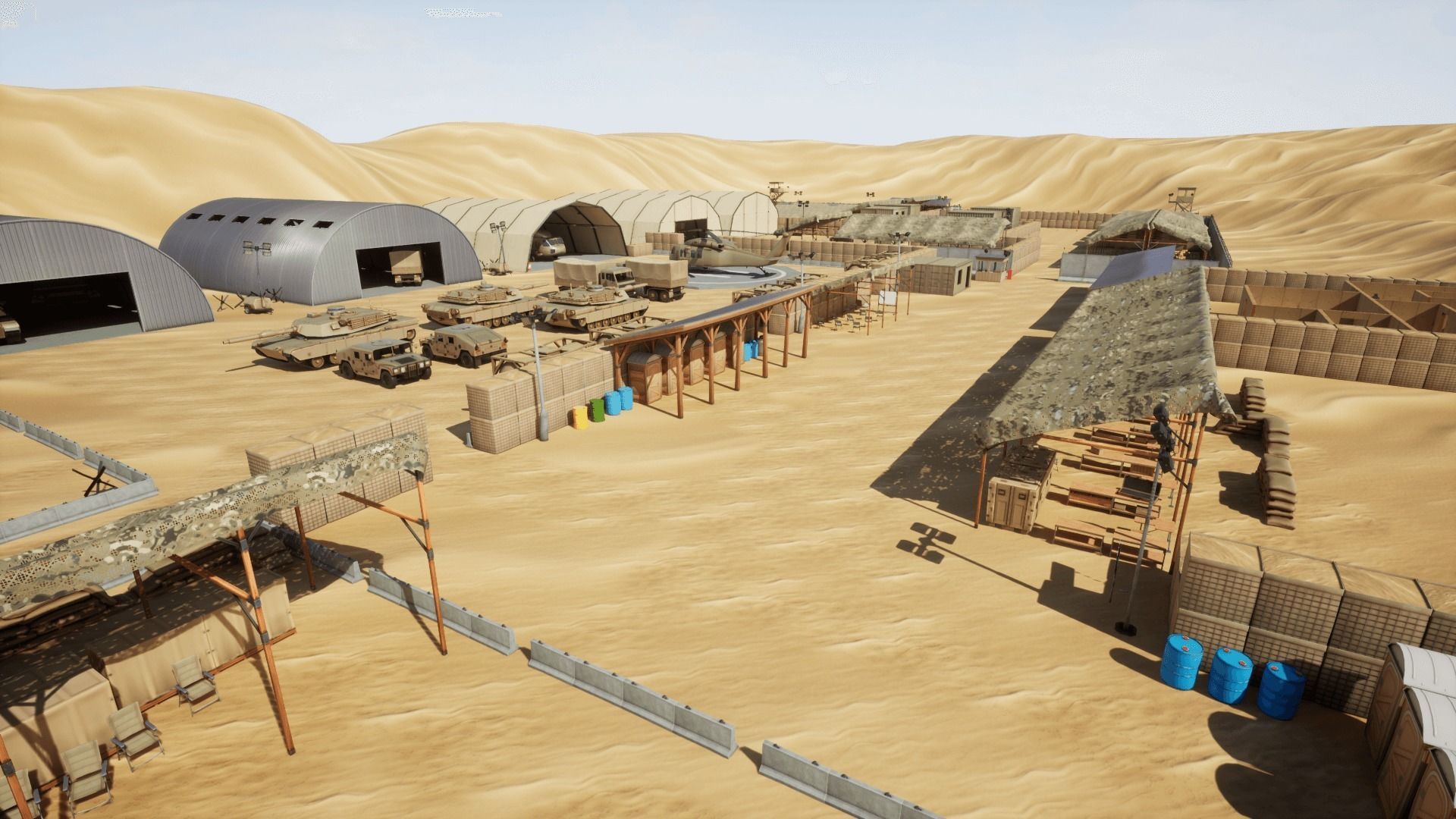 Military Base Stylized Environment Low-poly 3D model_7