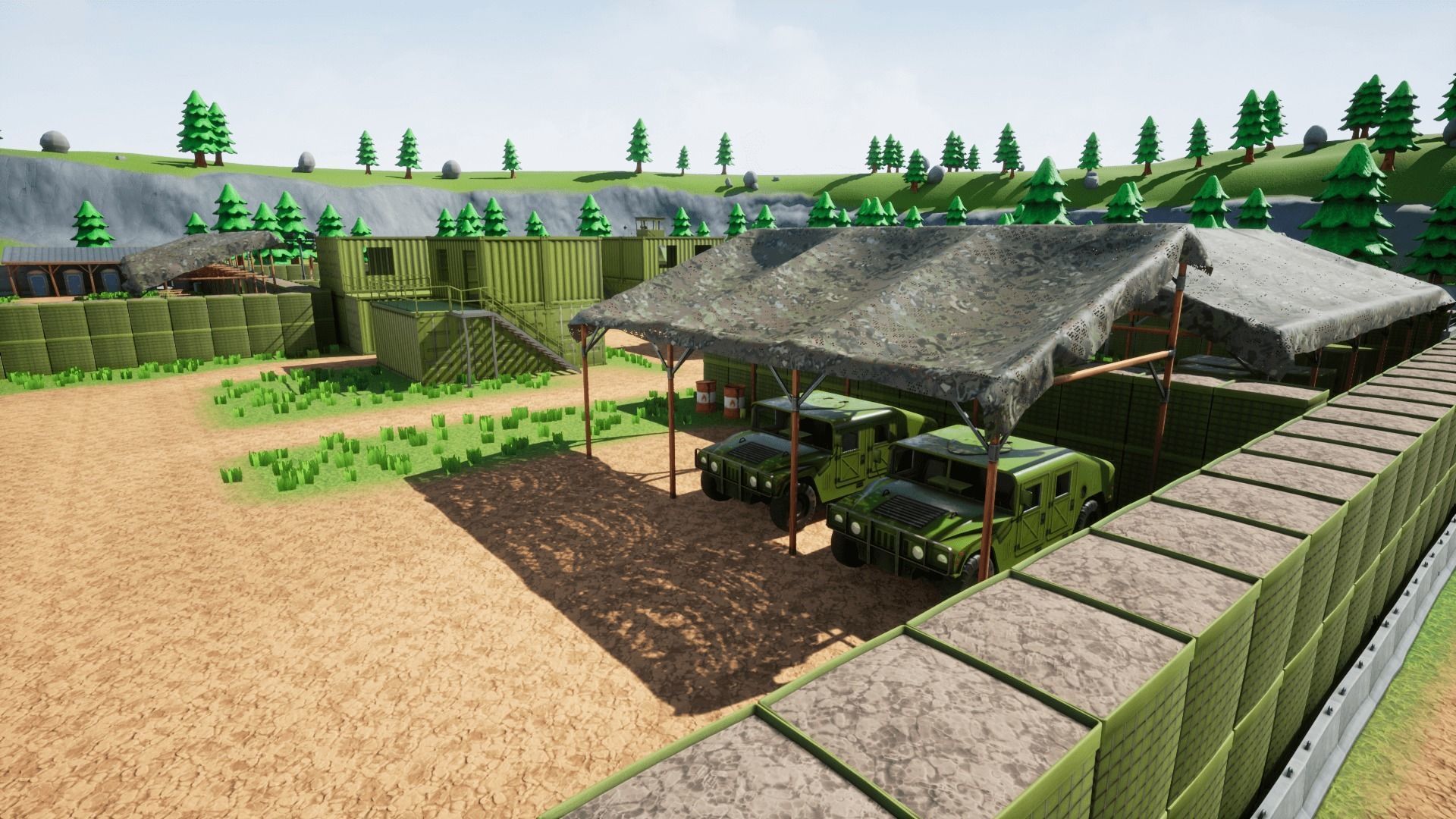 Military Base Stylized Environment Low-poly 3D model_15