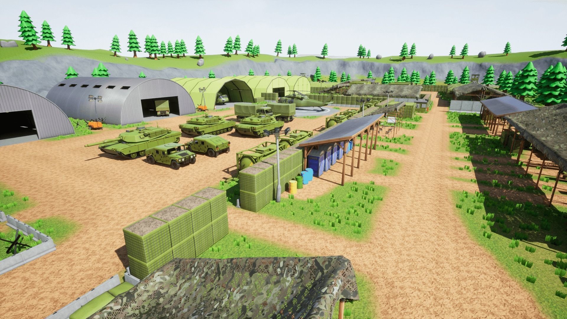 Military Base Stylized Environment Low-poly 3D model_17
