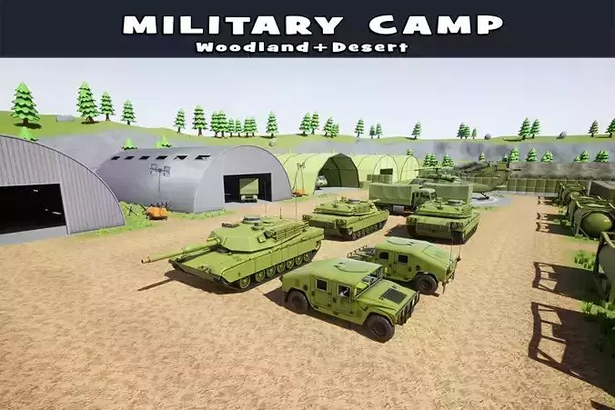Military Base Stylized Environment Low-poly 3D model