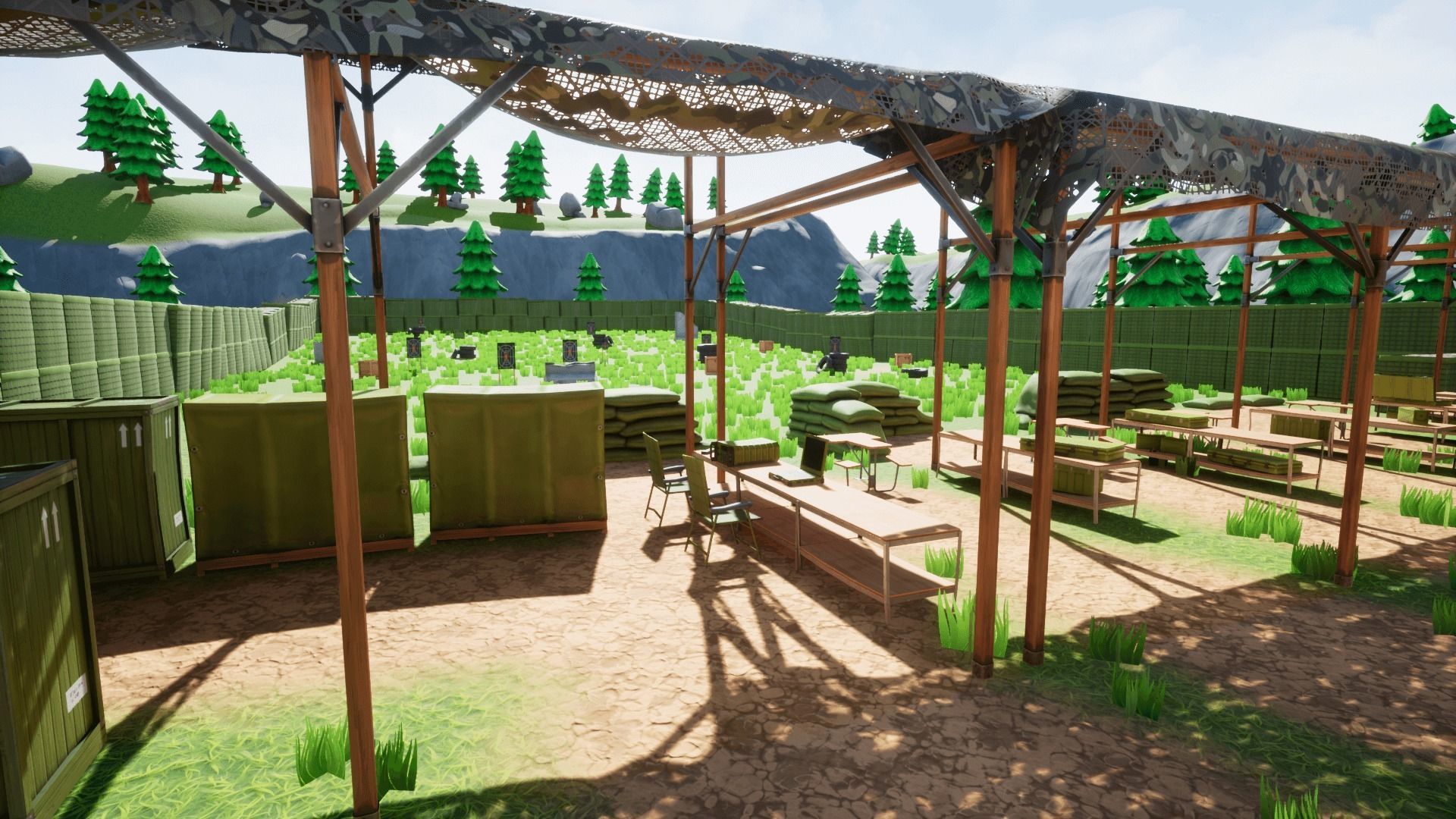 Military Base Stylized Environment Low-poly 3D model_11