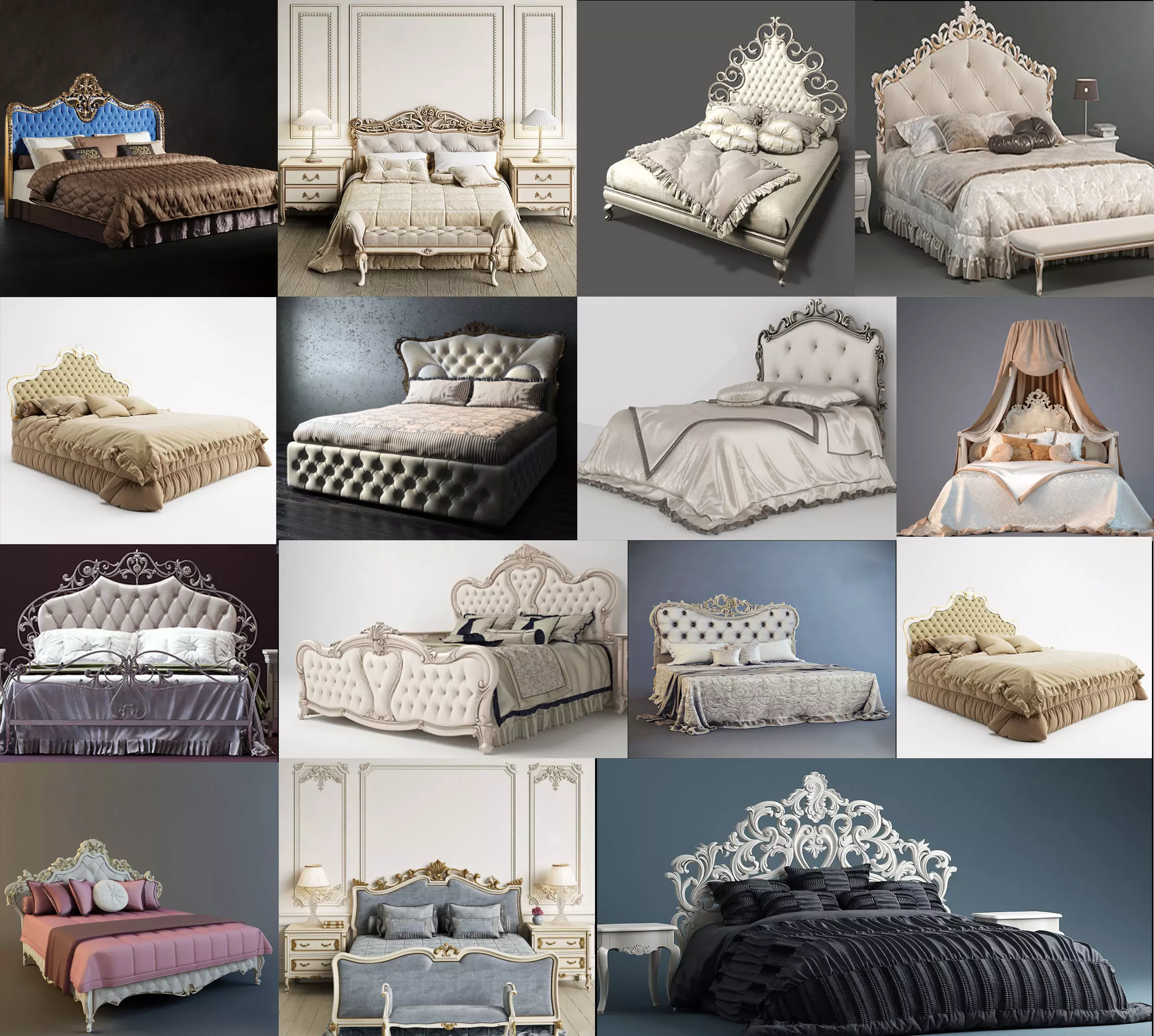 Classic Bed Collection Vol 01 15 Items  3D model_0