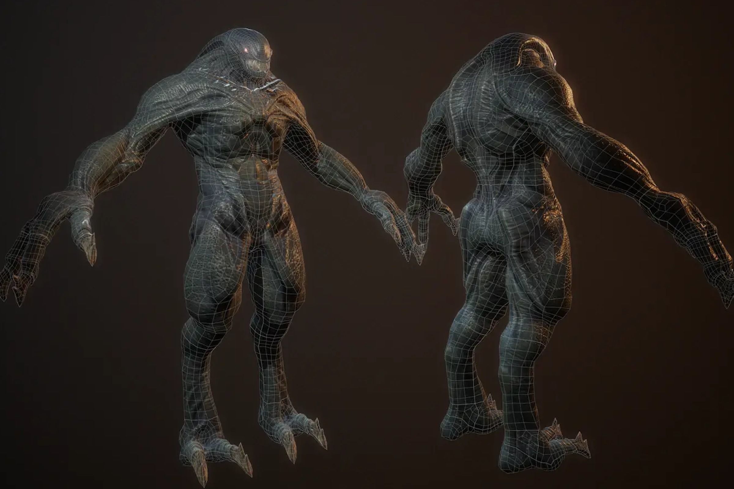 Reptilian monster Low-poly 3D model_6