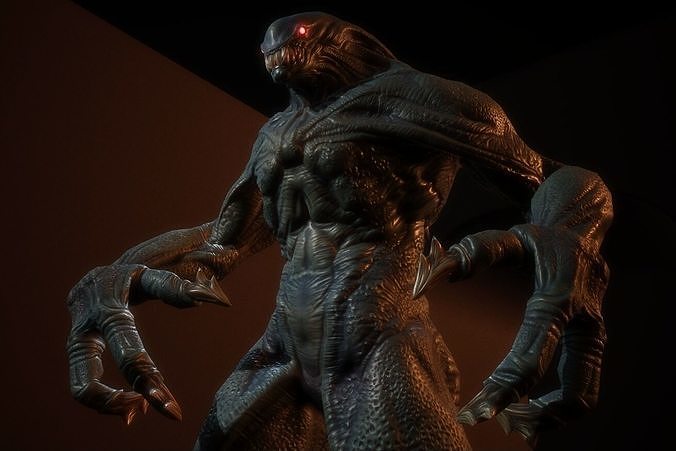 Reptilian monster Low-poly 3D model