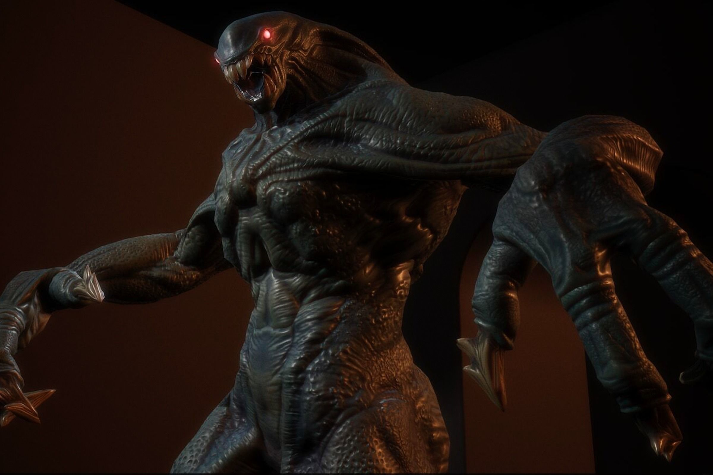 Reptilian monster Low-poly 3D model_3