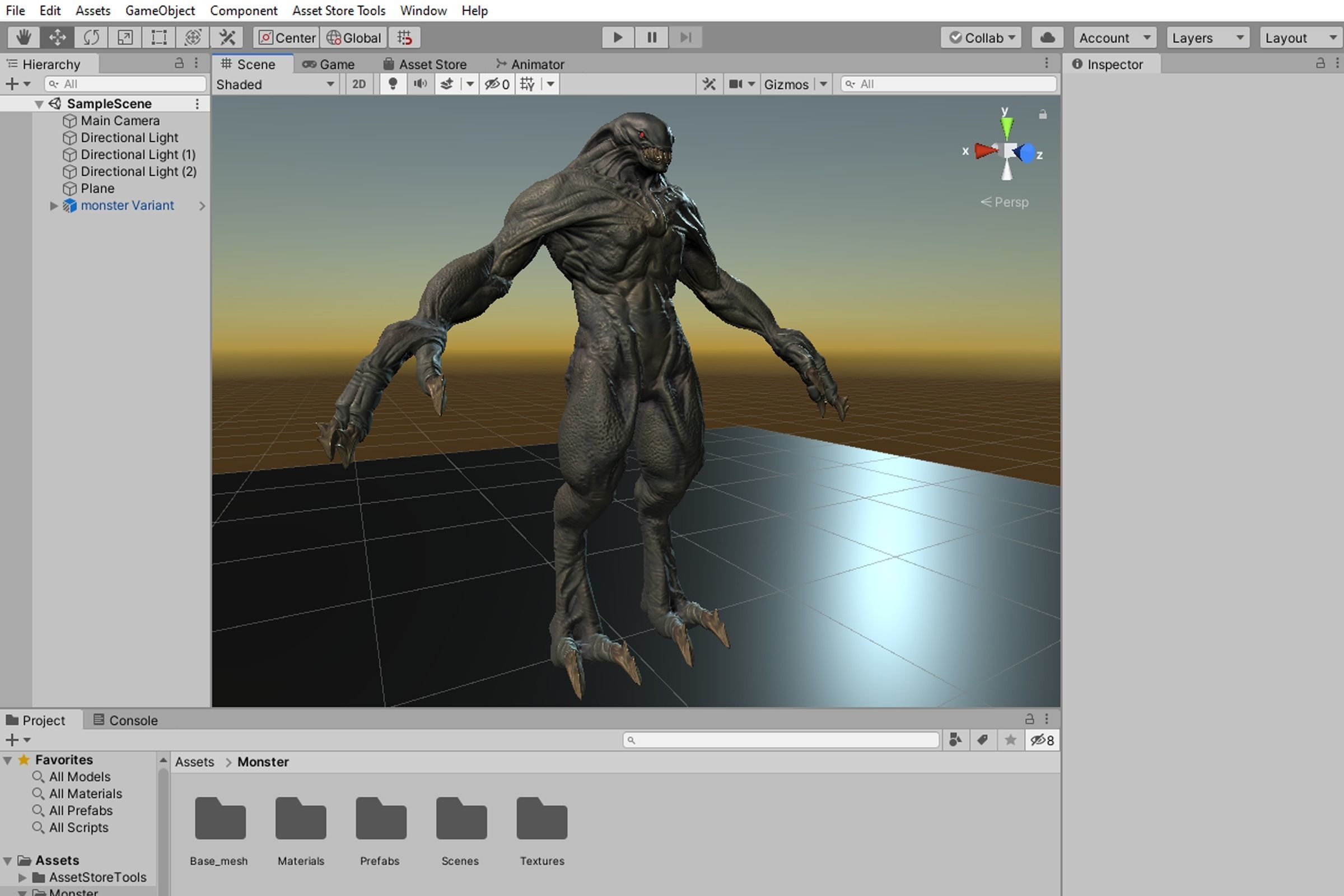 Reptilian monster Low-poly 3D model_7
