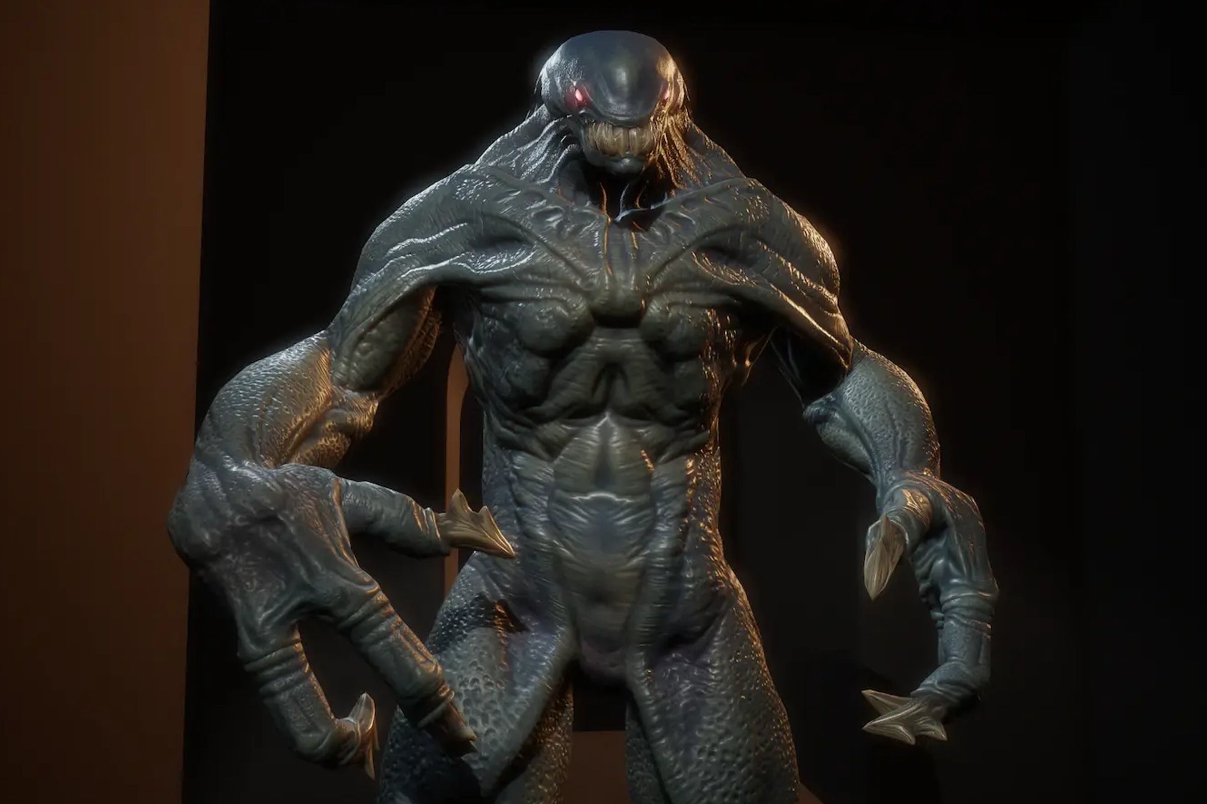 Reptilian monster Low-poly 3D model_4