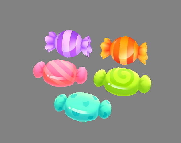Cartoon candies Low-poly 3D model
