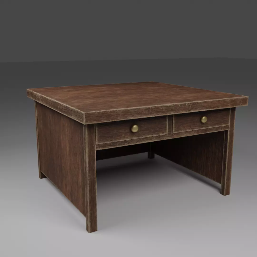 Old wooden table desk vintage  Low-poly 3D model_0
