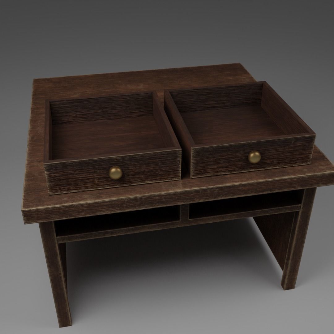 Old wooden table desk vintage  Low-poly 3D model_3