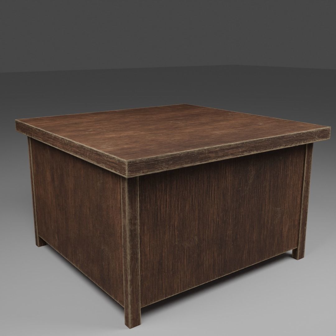 Old wooden table desk vintage  Low-poly 3D model_4