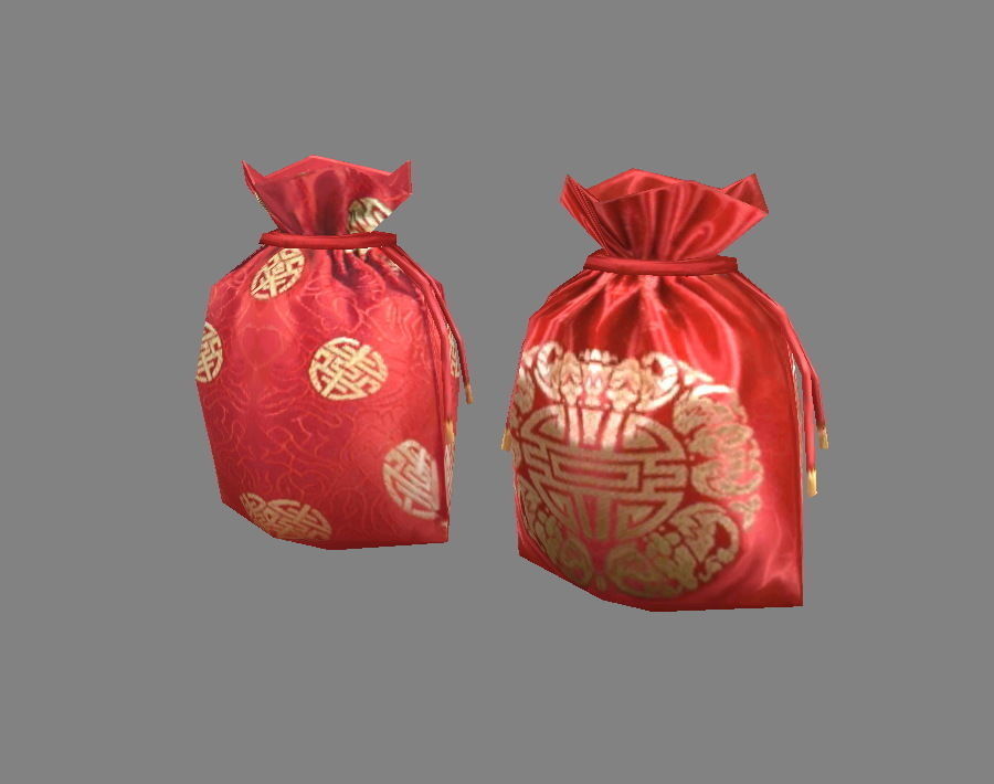 Cartoon Fu Bao - lucky bag - red wedding envelope - money bag Low-poly 3D model_1