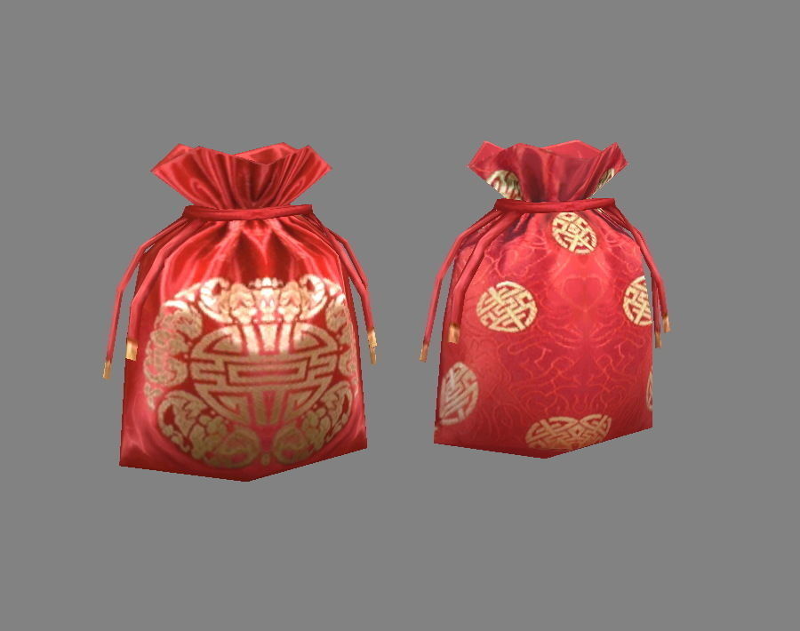 Cartoon Fu Bao - lucky bag - red wedding envelope - money bag Low-poly 3D model_2
