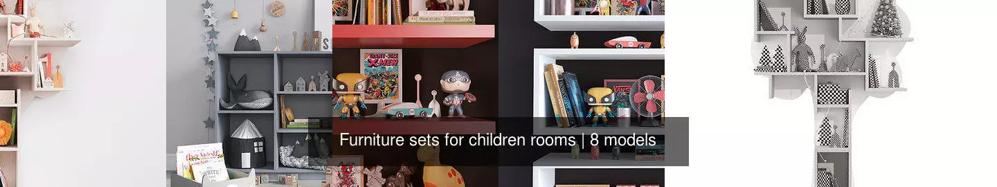 Furniture sets for children rooms 3D Model Collection_1