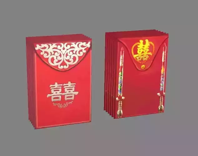 Cartoon wedding invitation - wedding envelope - money bag