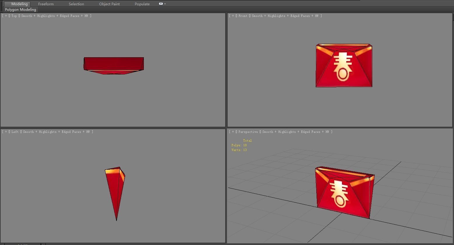 Cartoon chinese new year red envelope Low-poly 3D model_4