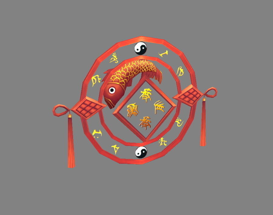 Cartoon Spring Festival Ornaments - Chinese New Year Stickers Low-poly 3D model_2