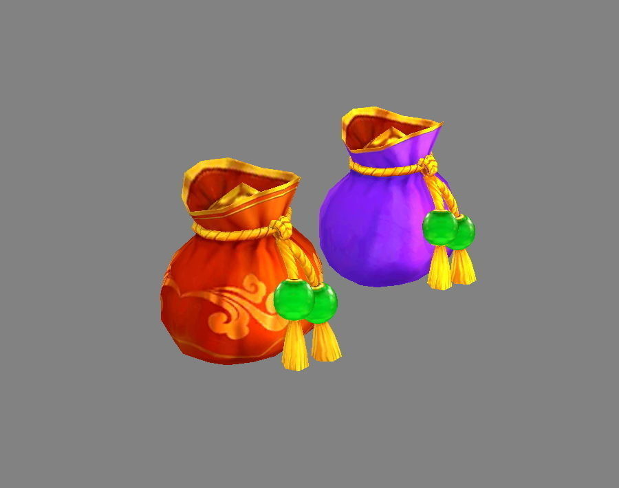 Cartoon Fu Bao - lucky bag - money bag Low-poly 3D model_1