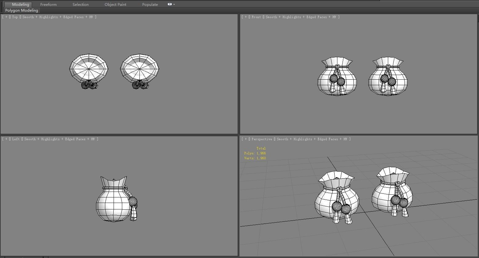 Cartoon Fu Bao - lucky bag - money bag Low-poly 3D model_5