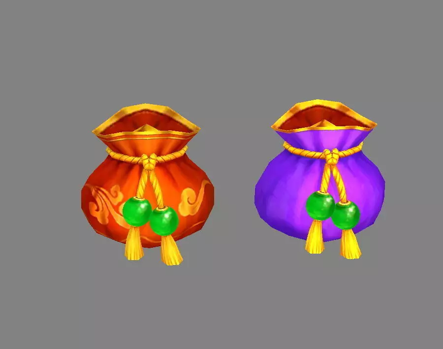 Cartoon Fu Bao - lucky bag - money bag Low-poly 3D model_0