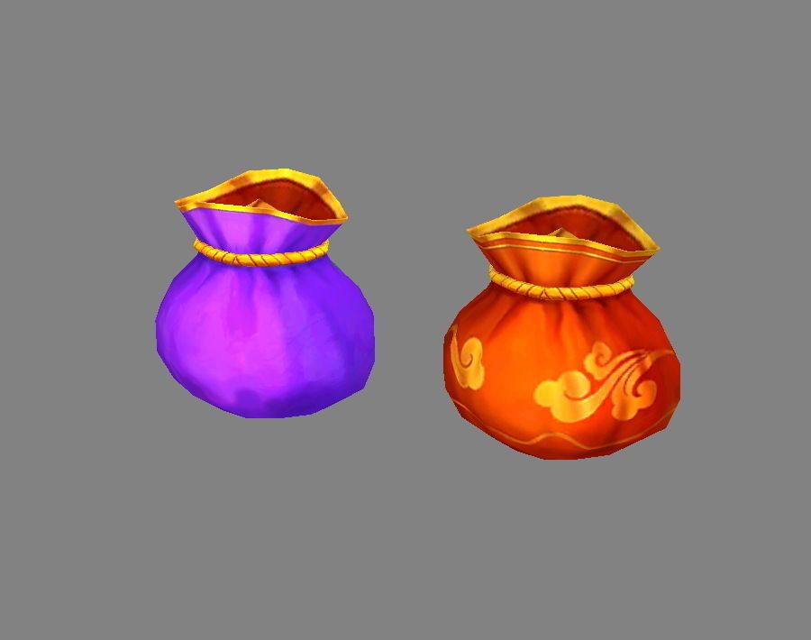 Cartoon Fu Bao - lucky bag - money bag Low-poly 3D model_2