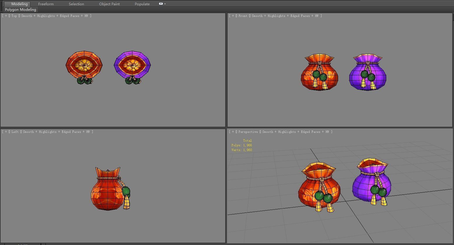 Cartoon Fu Bao - lucky bag - money bag Low-poly 3D model_4