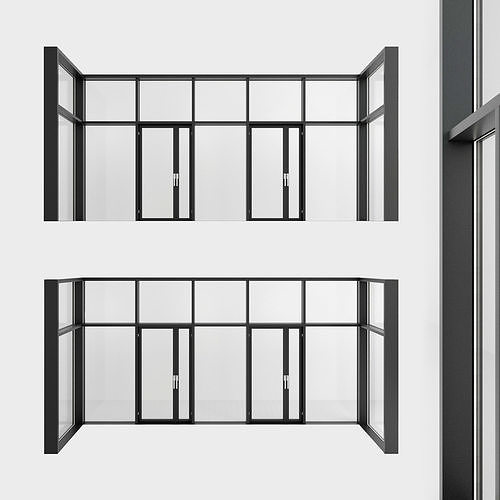 Panoramic windows Door Entrance 6 Low-poly 3D model