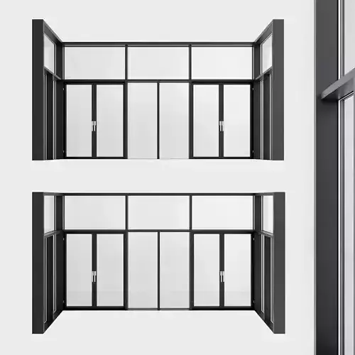Panoramic windows Door Entrance 2 Low-poly 3D model