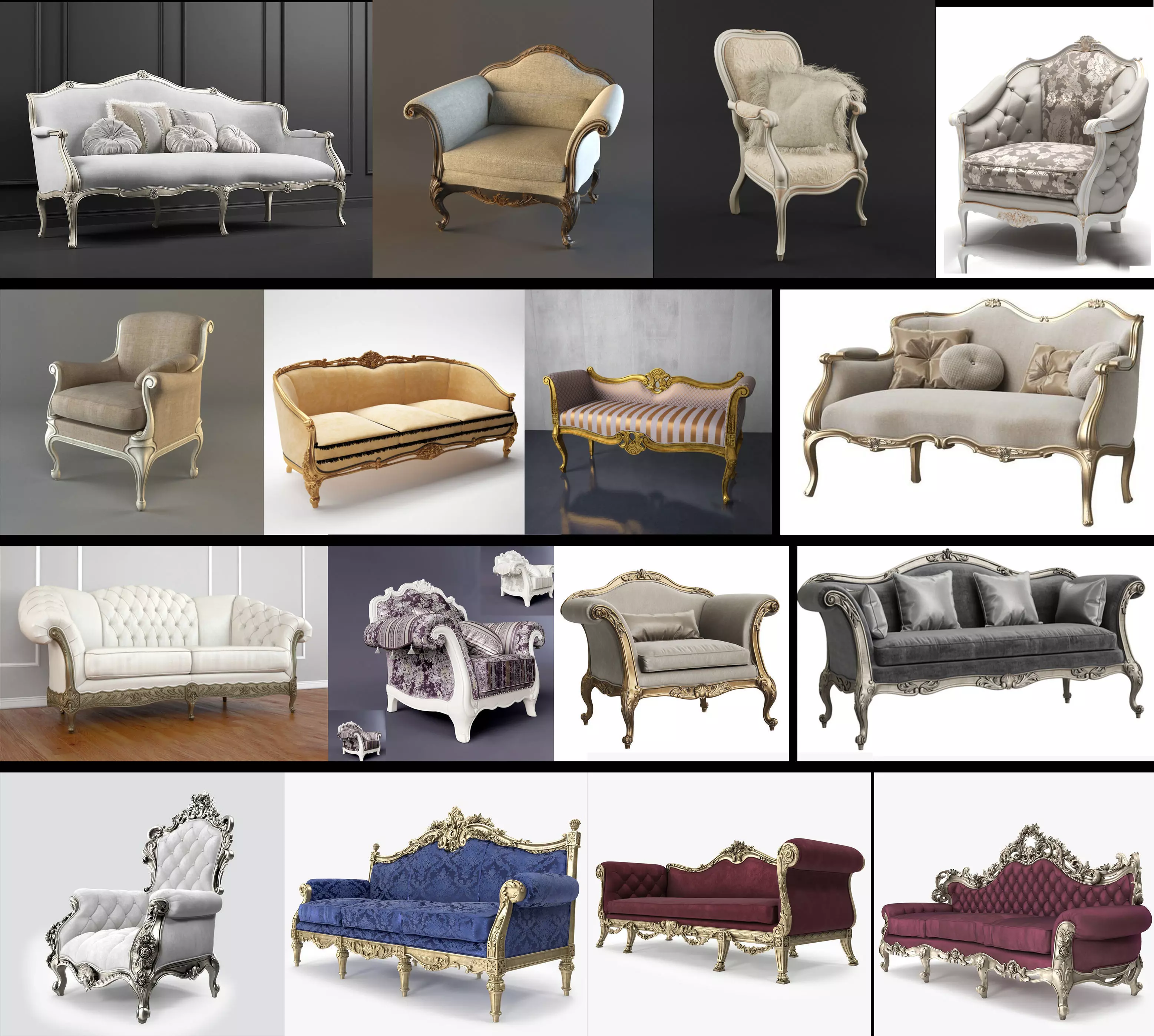Classic Sofa and ArmChair Collection Vol 01    16 Items 3D model_0