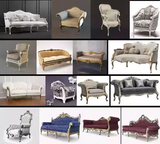 Classic Sofa and ArmChair Collection Vol 01    16 Items 3D model