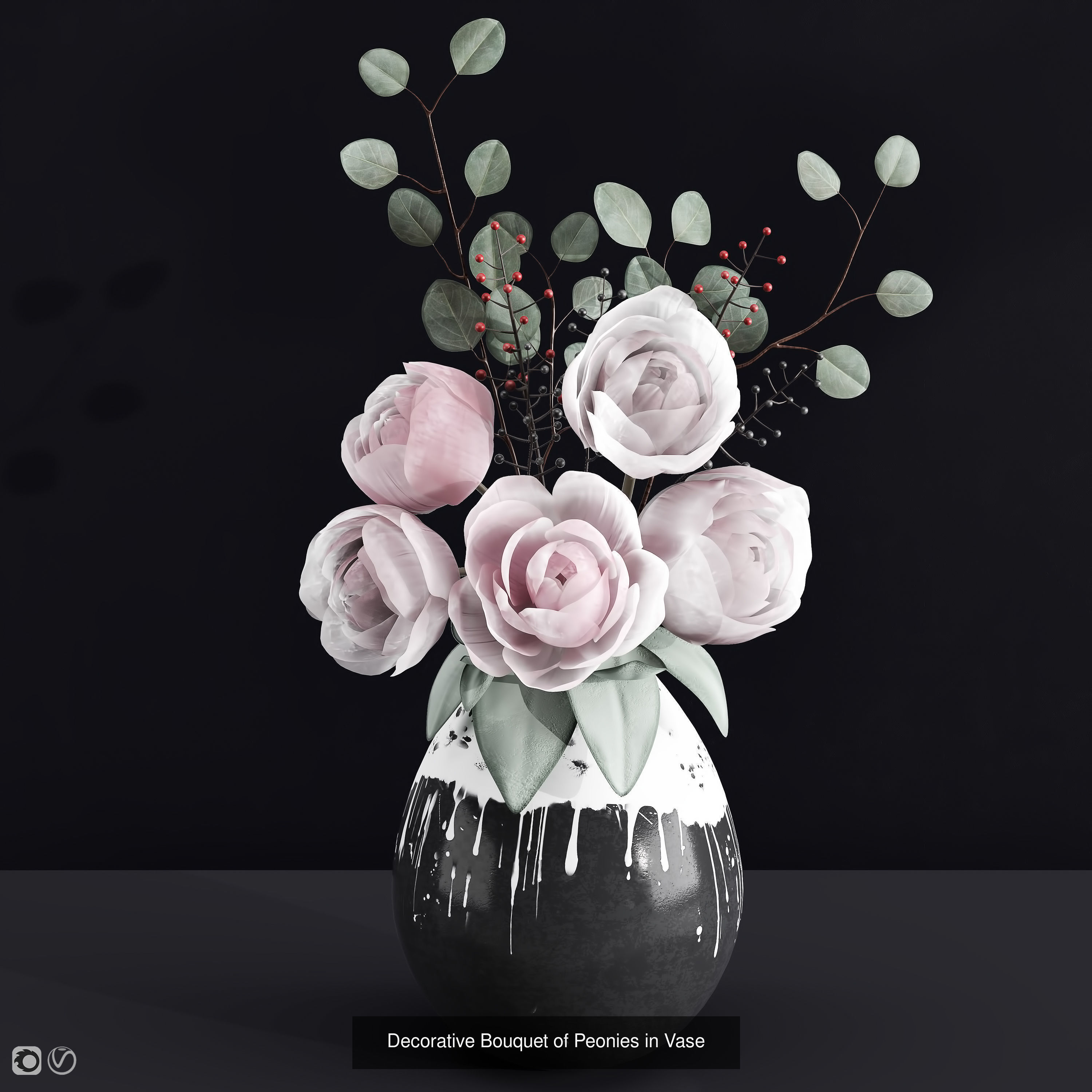 Bouquets of flowers in vases 3D Model Collection_4
