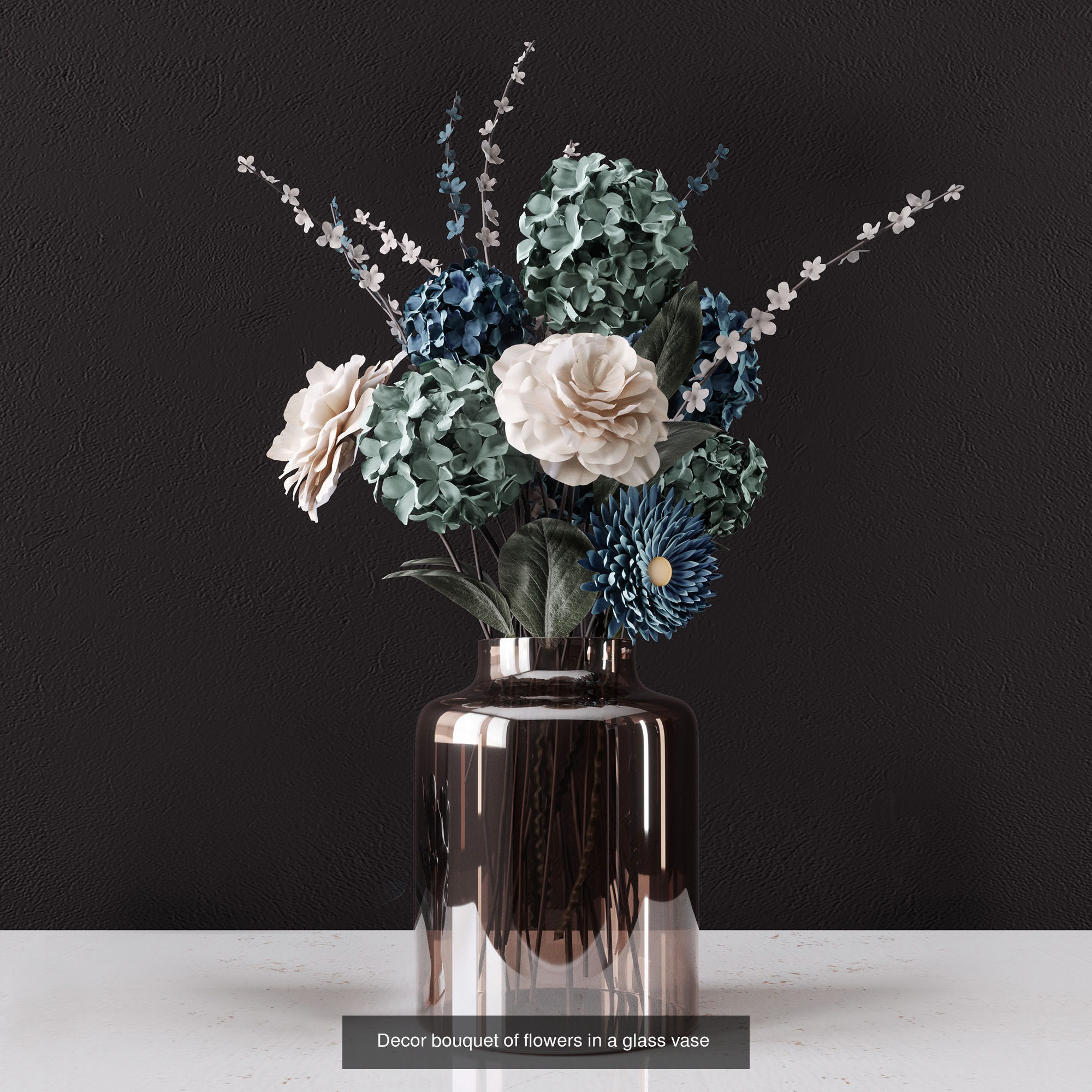 Bouquets of flowers in vases 3D Model Collection_1