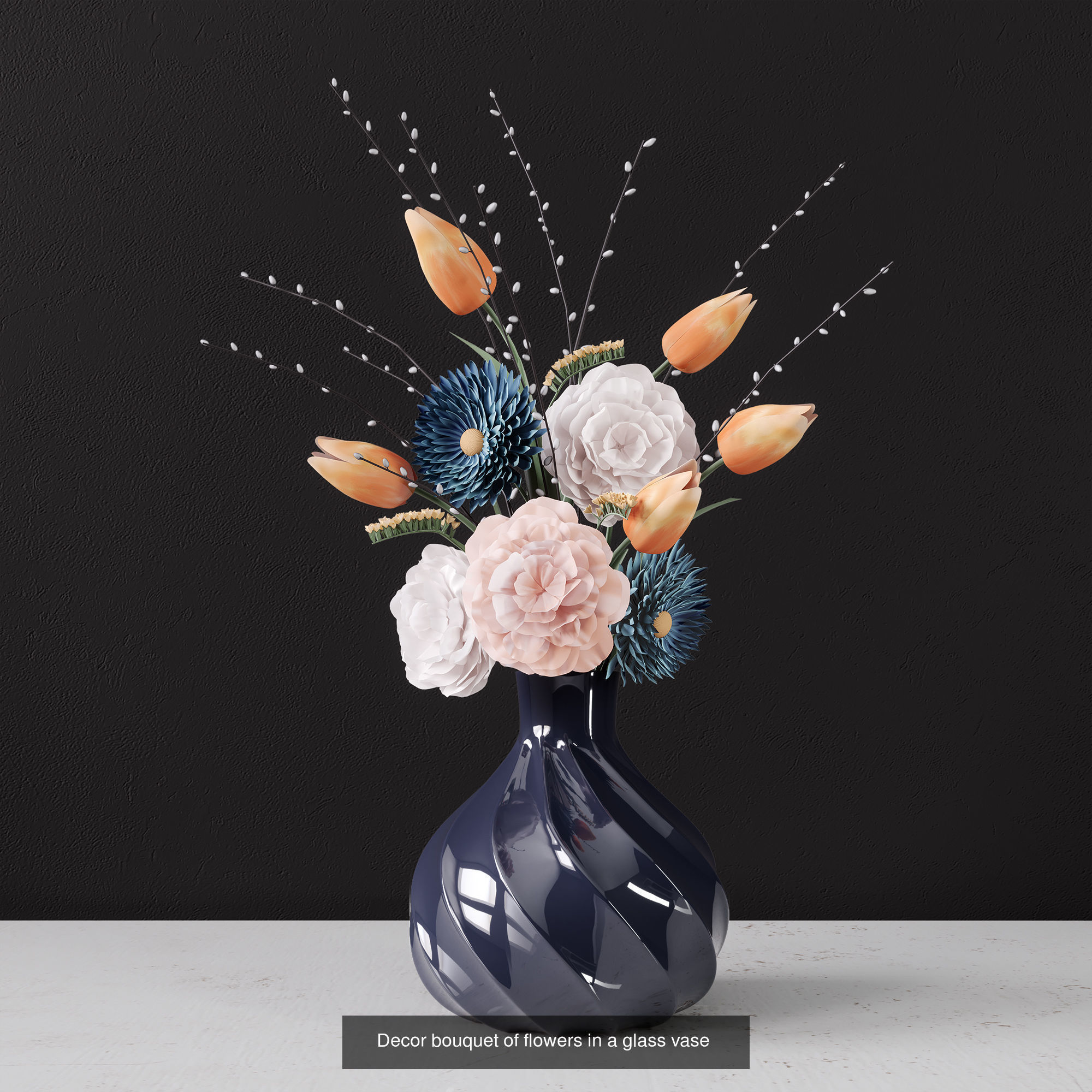 Bouquets of flowers in vases 3D Model Collection_2